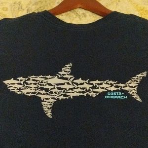 Costa navy men's tee shark graphic on back
